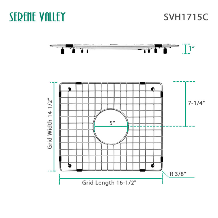 Serene Valley 16.54in x 14.57in Center Drain HeavyDuty Stainless